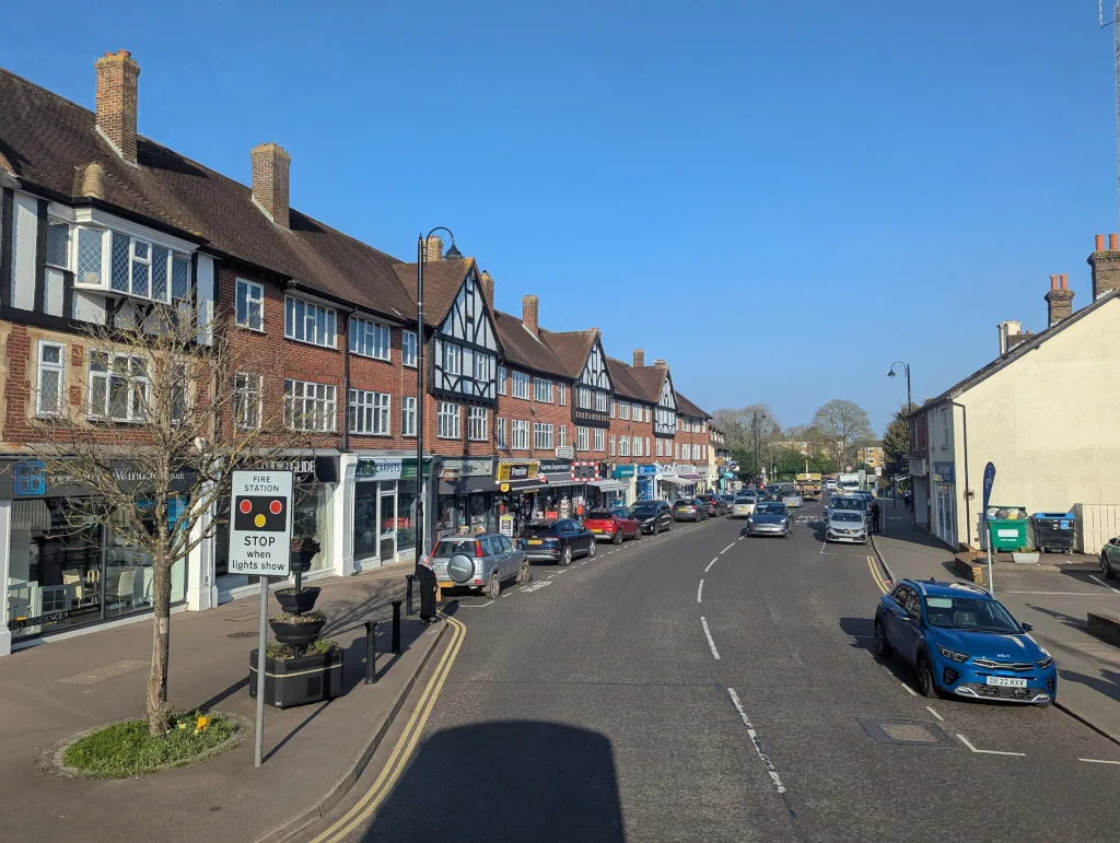 Banstead High Street. The application covers the ground floor of number 88, on this parade.