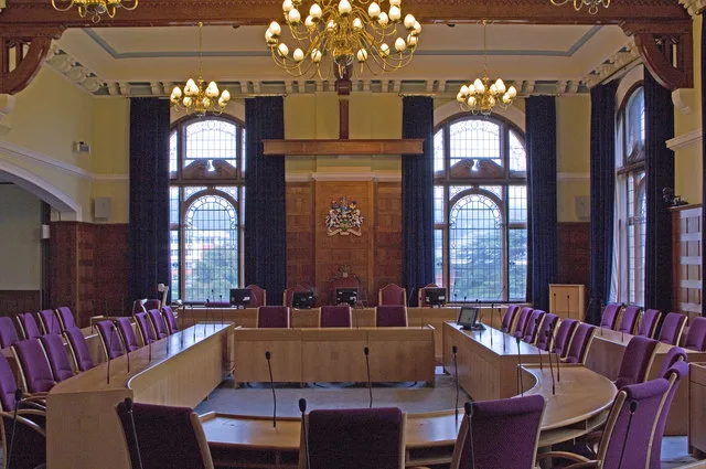 The New Council Chamber at Reigate Town Hall, where the East Surrey Shadow Authority's scrutiny committee meets on 9 September.