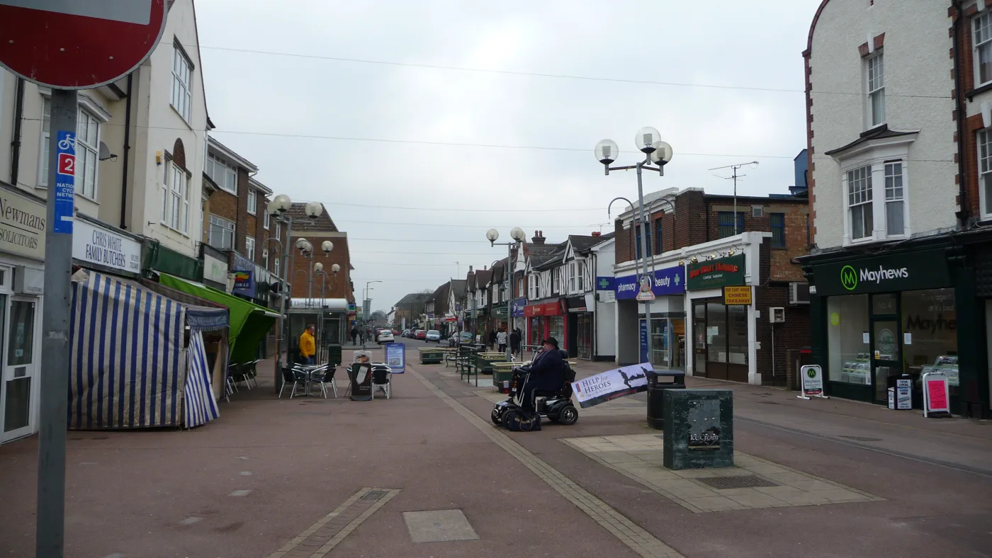 Horley High Street. The town's three council car parks, holding 449 spaces between them, sit just off it.