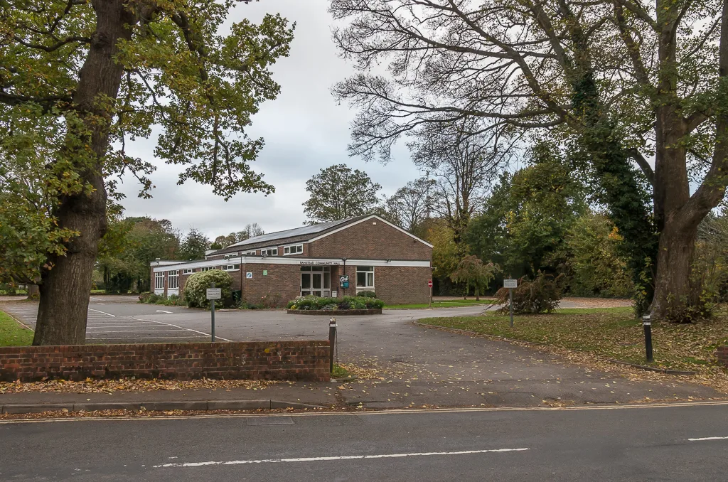 Banstead Community Hall. The photo shows one of the borough's community buildings; it does not mean this hall has applied for a grant.