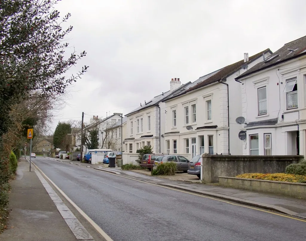 Large Victorian houses on Gloucester Road, Redhill. No property in this photograph is identified as an HMO.