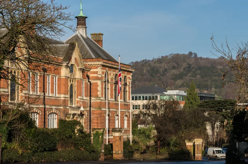 Reigate Town Hall on Castlefield Road, where the borough's Planning Committee meets.